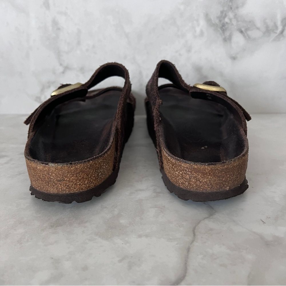 Birkenstock Arizona Leather Flower Crush Mocha Sandals - Picture 3 of 13